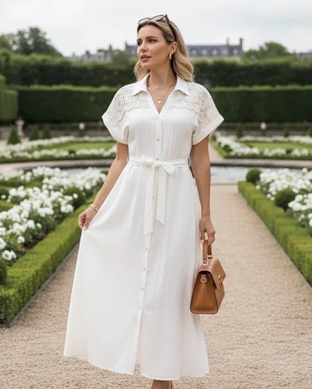 Chique jurk met detail aan de schouders